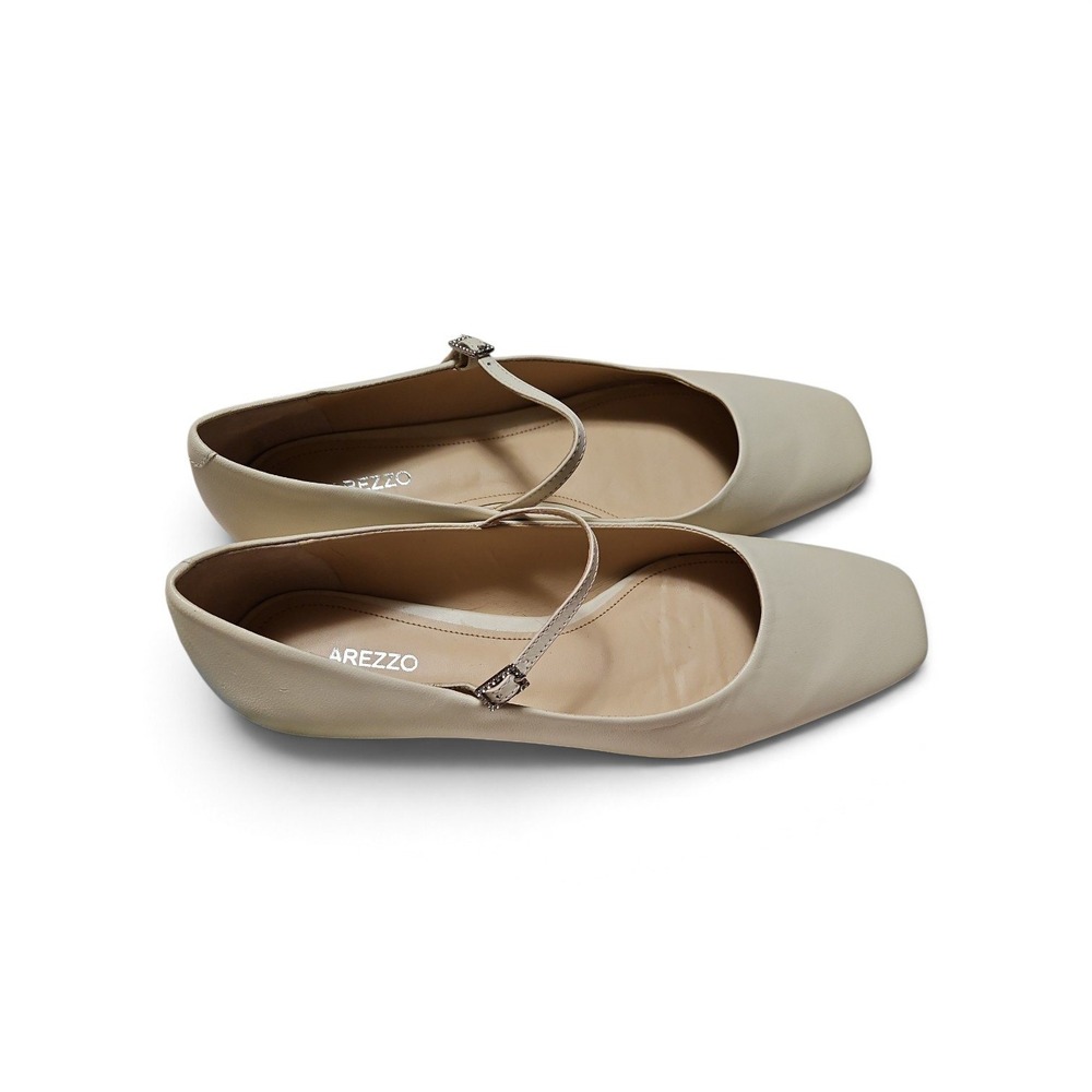 Arezzo Eleanor Ballet Flats Napa Leather Square Toe Mary Jane Rhinestone 11 0602